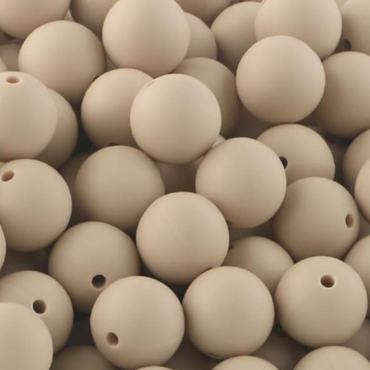 Beige Navajo Solid 15mm Round Silicone Beads