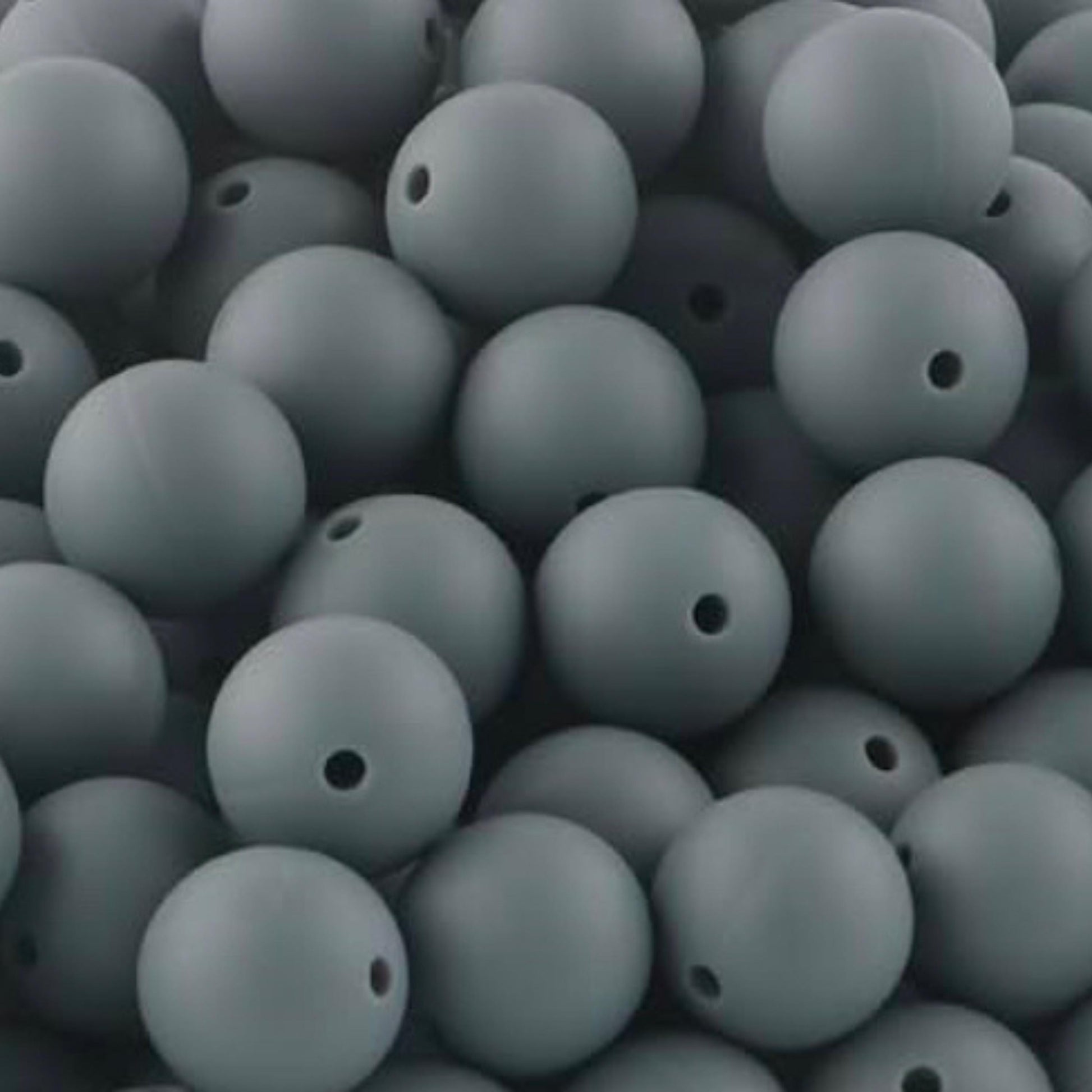Gray Solid 15mm Round Silicone Beads
