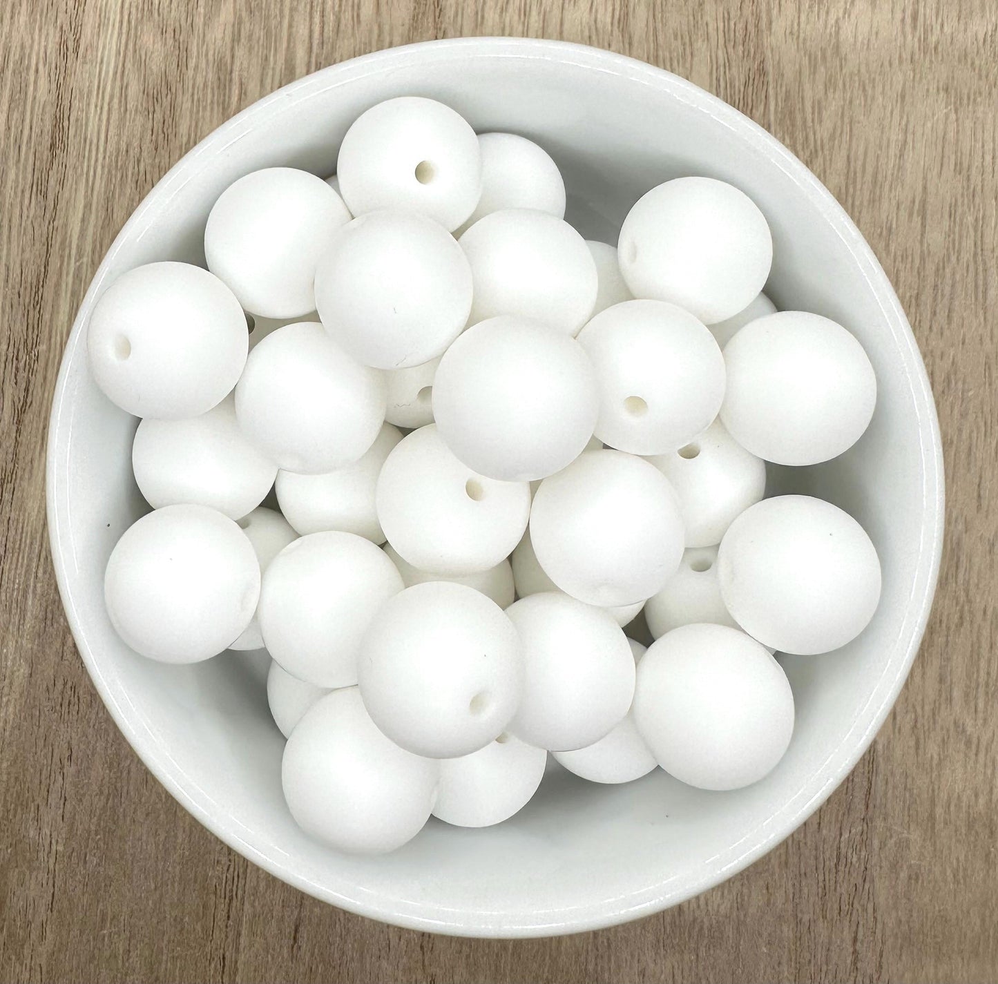 White Solid 15mm Round Silicone Beads