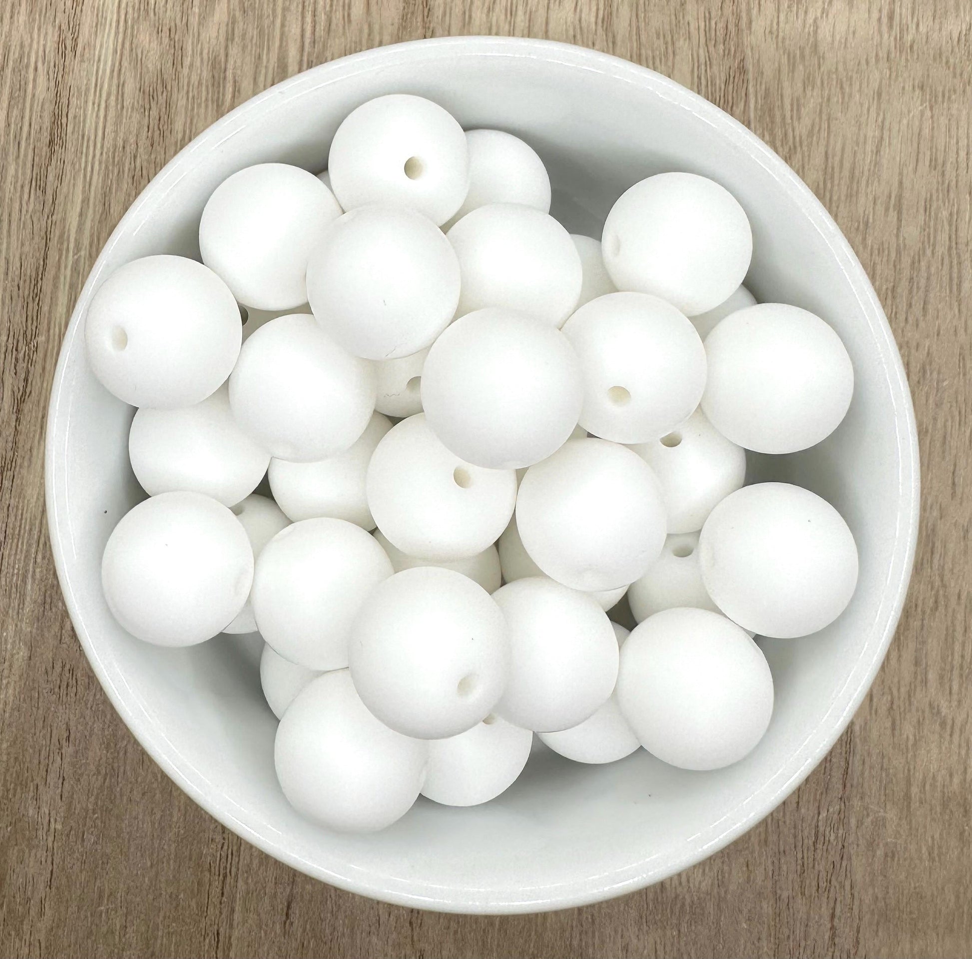 White Solid 15mm Round Silicone Beads