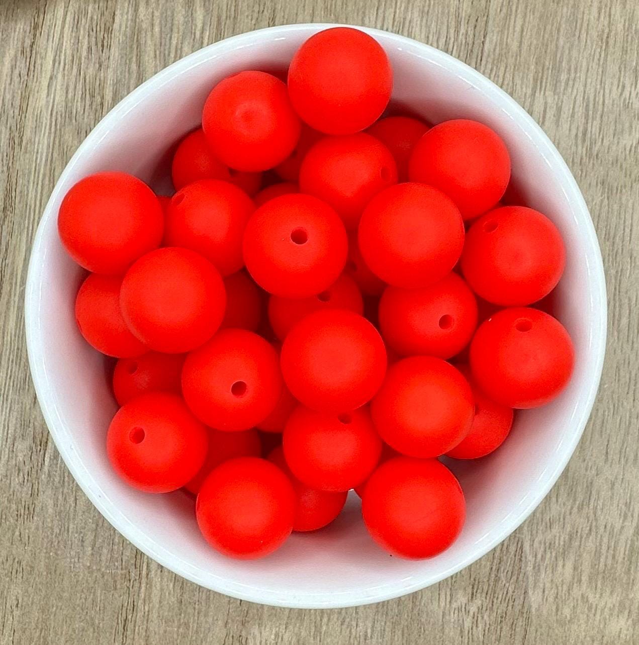 Candy Apple Red Solid 15mm Round Silicone Beads