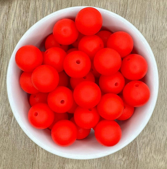 Candy Apple Red Solid 15mm Round Silicone Beads