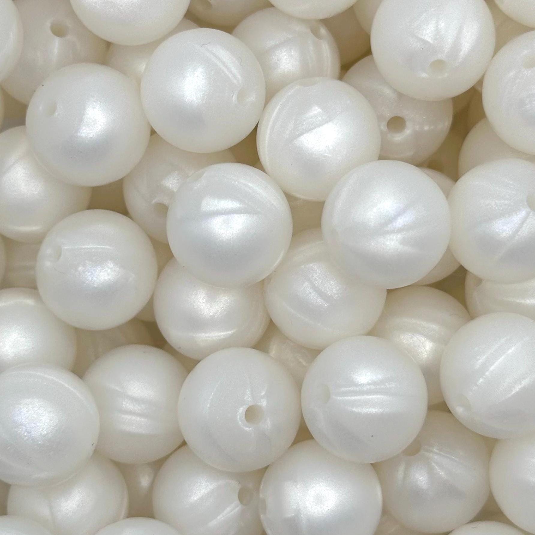 Pearl Round Printed Silicone Beads