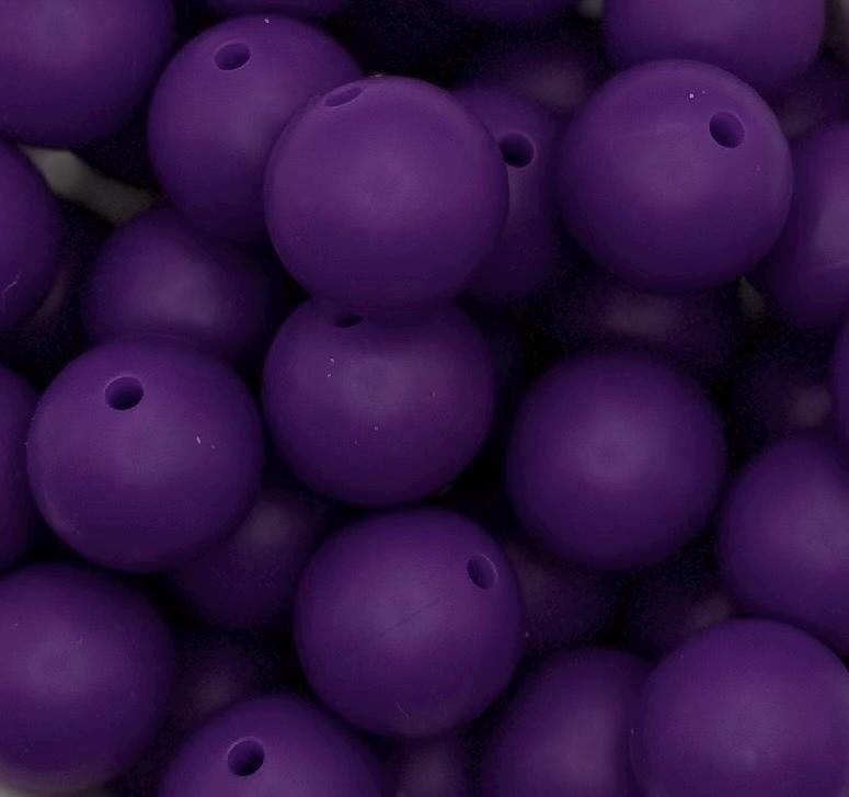 Eggplant Purple 15mm Round Silicone Beads