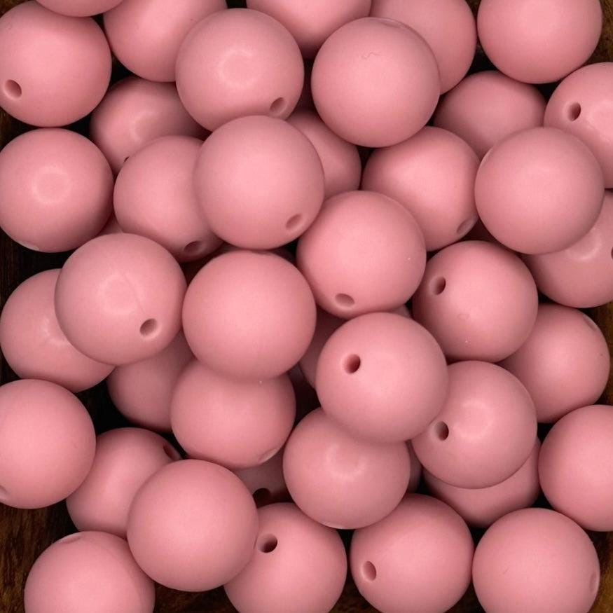 Pink Mauve 15mm Round Silicone Beads