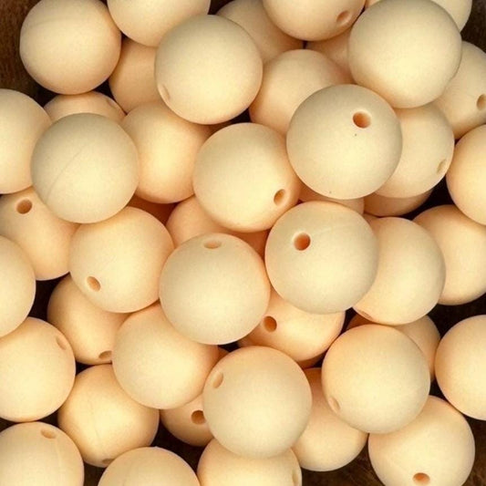 Pale Yellow Solid 15mm Round Silicone Beads