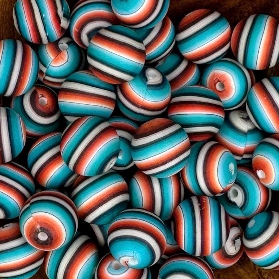 Pastel Serape Western 15mm Round Printed Silicone Beads
