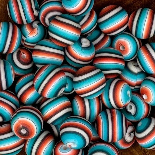 Pastel Serape Western 15mm Round Printed Silicone Beads