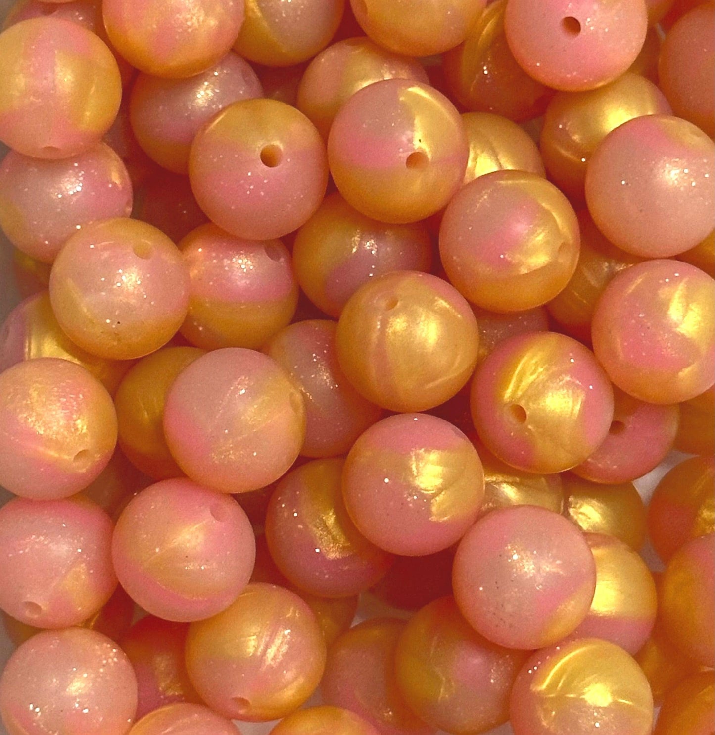 Blushing Gold 15mm Round Printed Silicone Beads