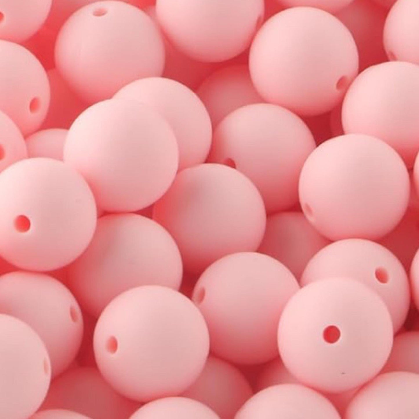 Baby Light Pink Solid 15mm Round Silicone Beads