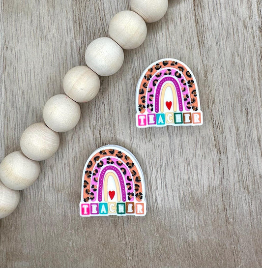 Teacher Rainbow Silicone Focal Beads