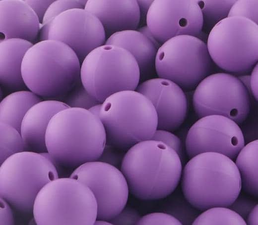 Purple Solid 15mm Round Silicone Beads