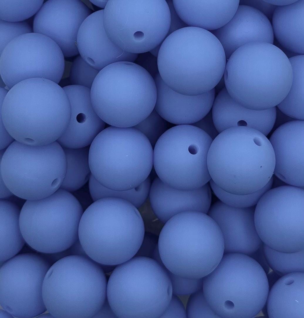 Sky Blue Solid 15mm Round Silicone Beads