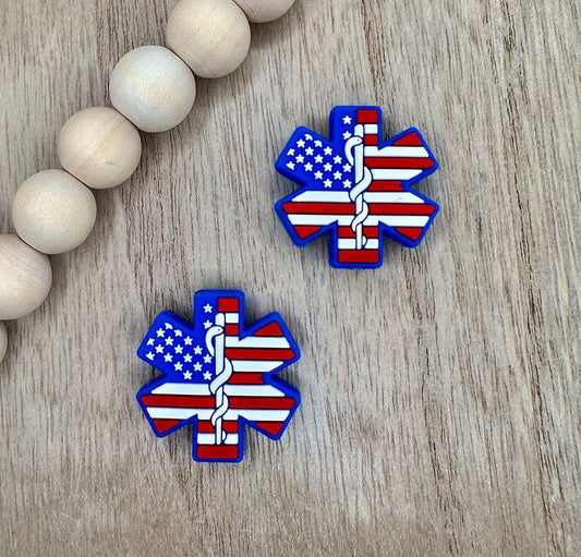 EMT American Flag Silicone Focal Beads