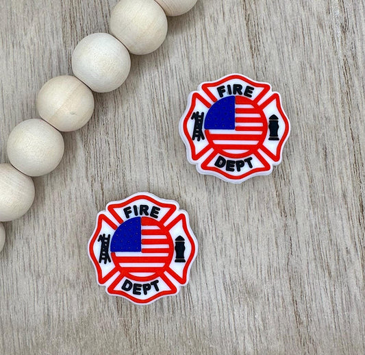Firefighter Fireman American Flag Silicone Focal Beads