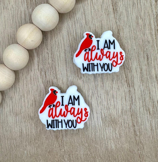 I Am Always With You Cardinal Red Bird Silicone Focal Beads