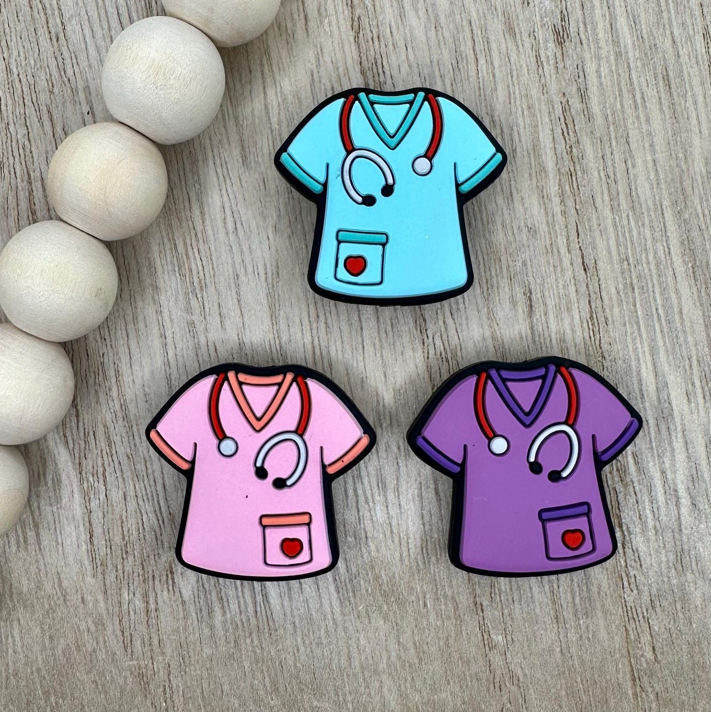 Scrub Top Silicone Focal Beads