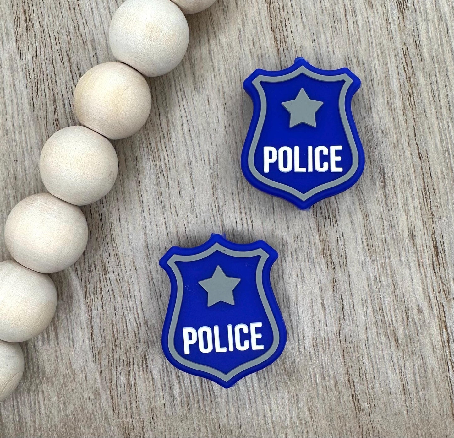Police Badge Officer Silicone Focal Beads