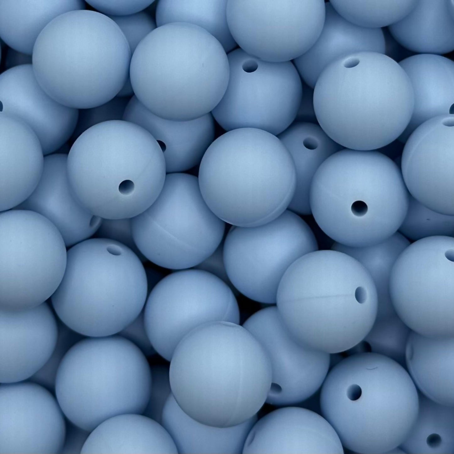 Baby Light Blue Solid 15mm Round Silicone Beads