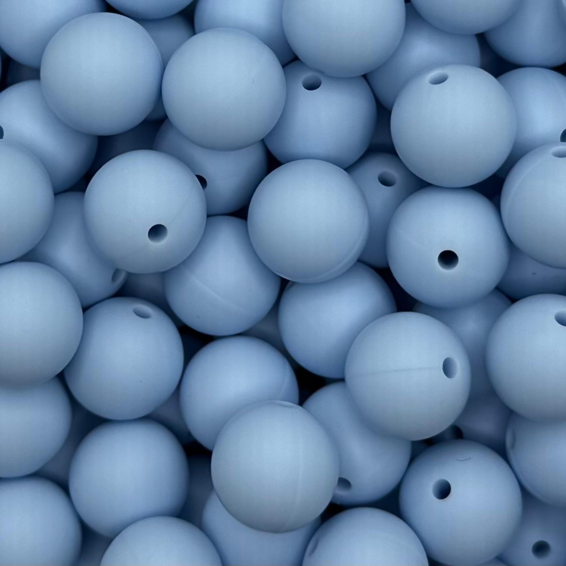 Baby Light Blue Solid 15mm Round Silicone Beads