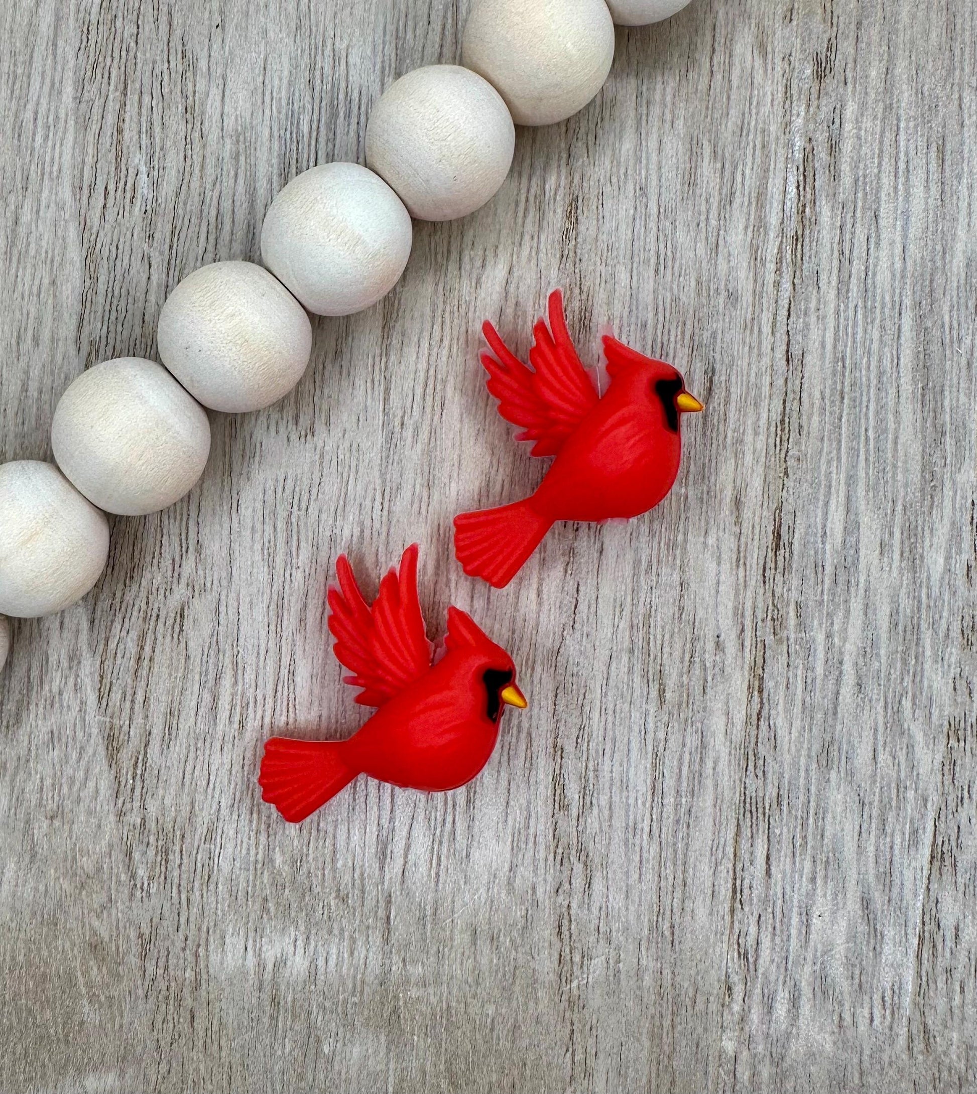 Cardinal 3D Red Bird Silicone Focal Beads