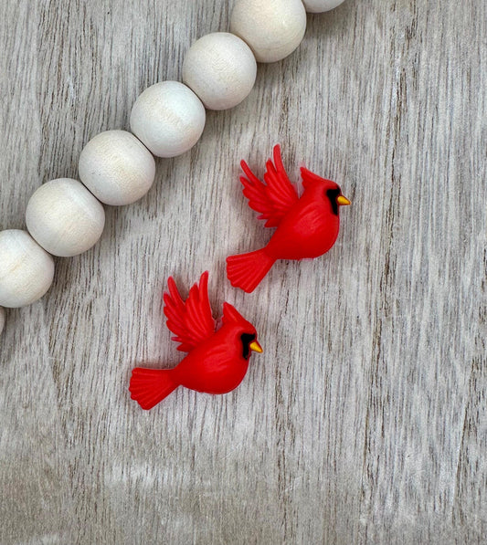 Cardinal 3D Red Bird Silicone Focal Beads