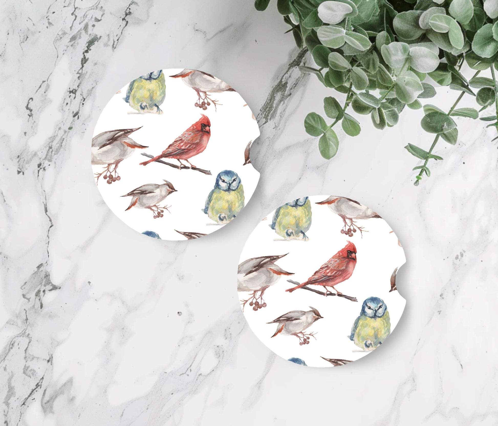 Bird Cardinal Car Coasters, Neoprene Car Coasters