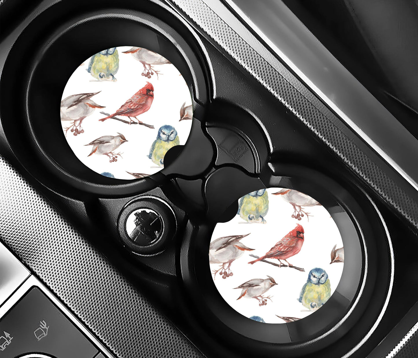 Bird Cardinal Car Coasters, Neoprene Car Coasters