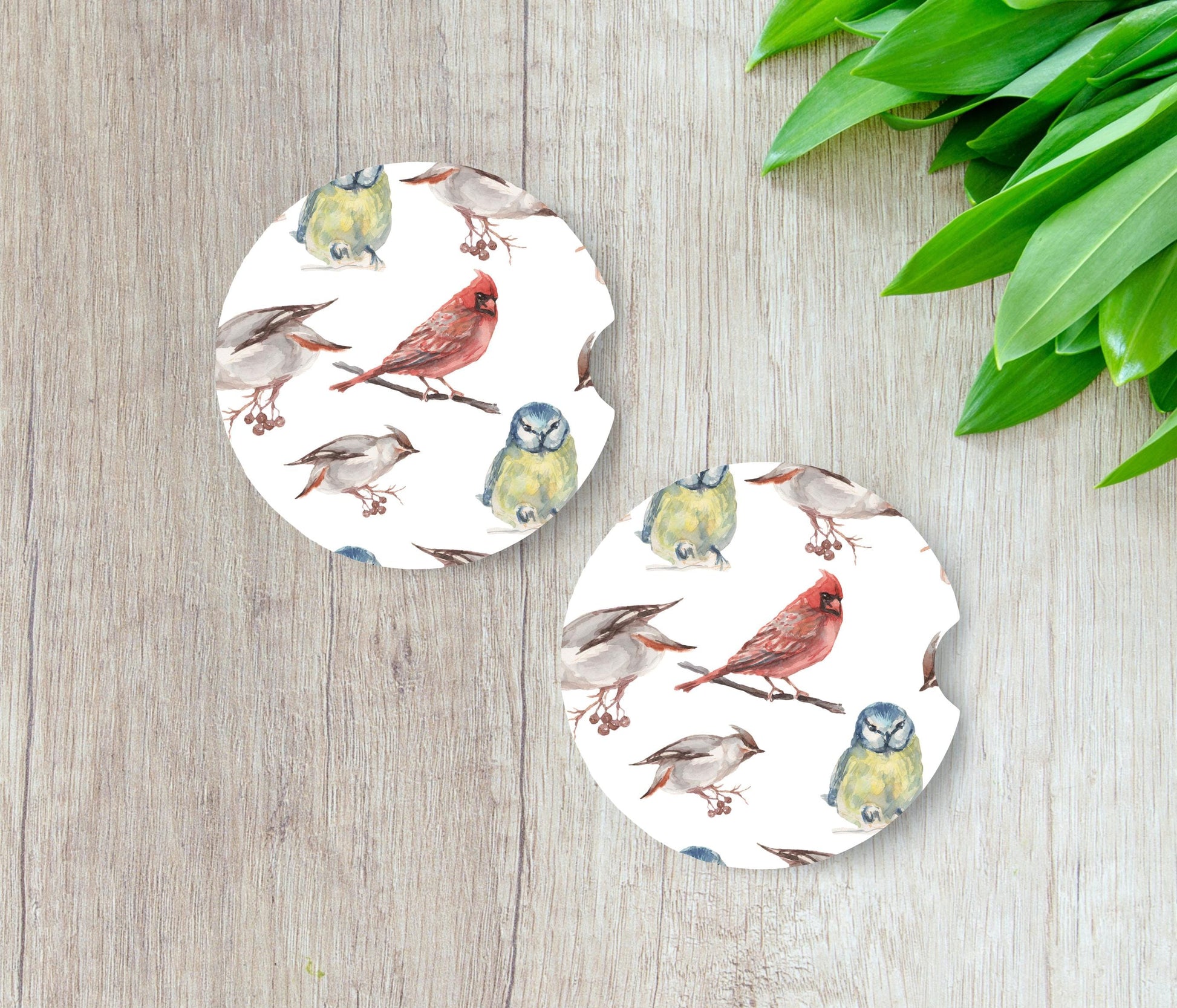 Bird Cardinal Car Coasters, Neoprene Car Coasters