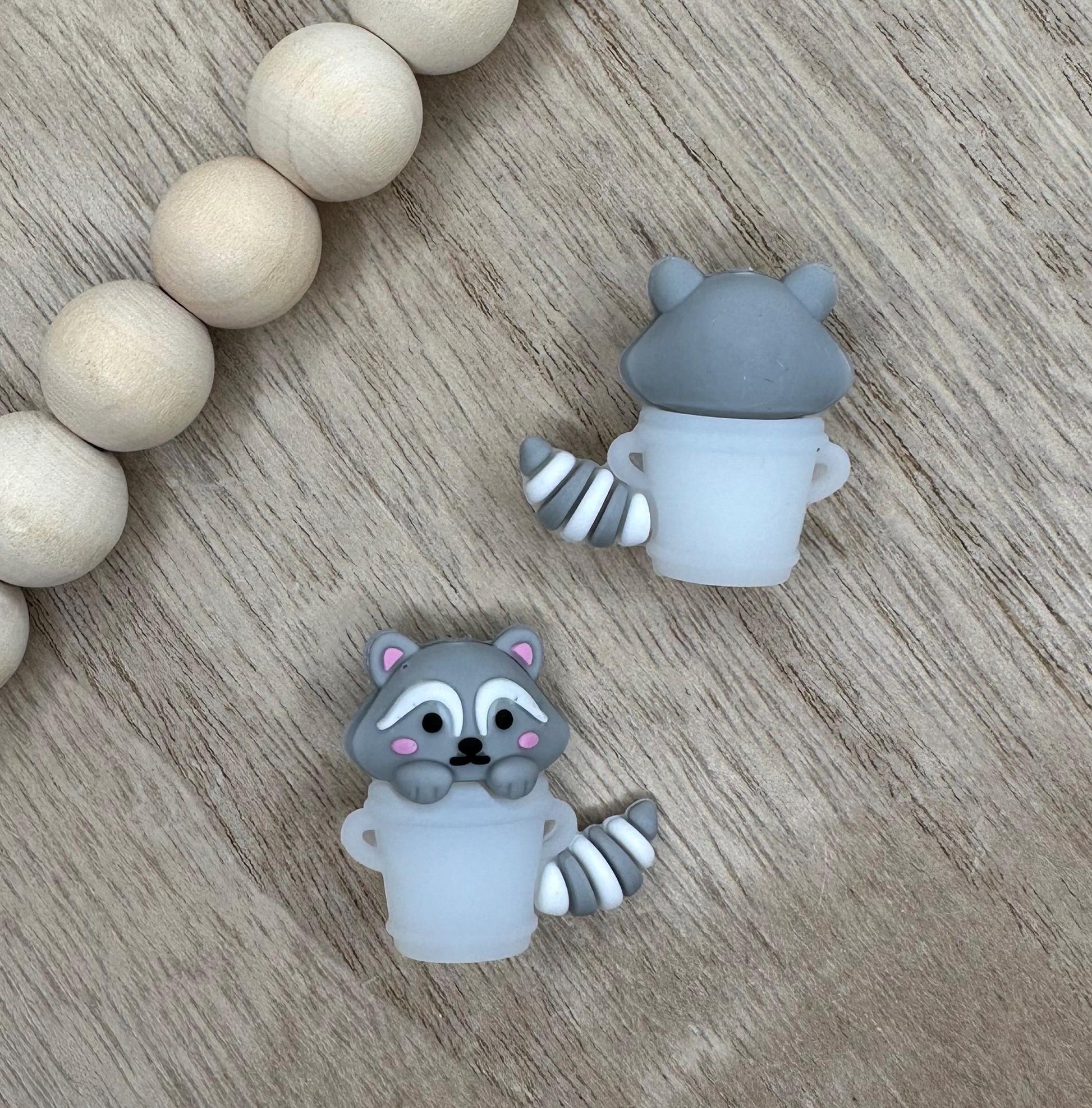 Raccoon Trash Can 3D Silicone Focal Beads