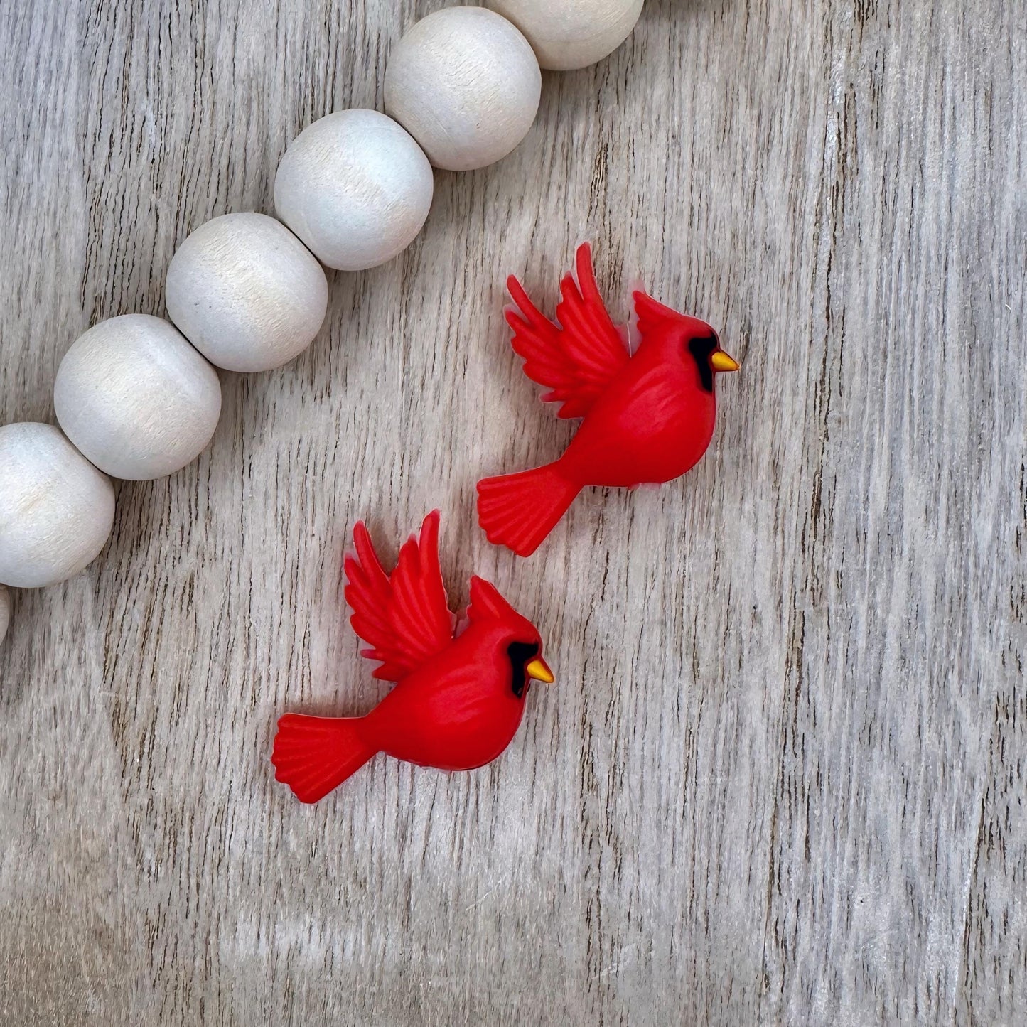 Cardinal 3D Red Bird Silicone Focal Beads