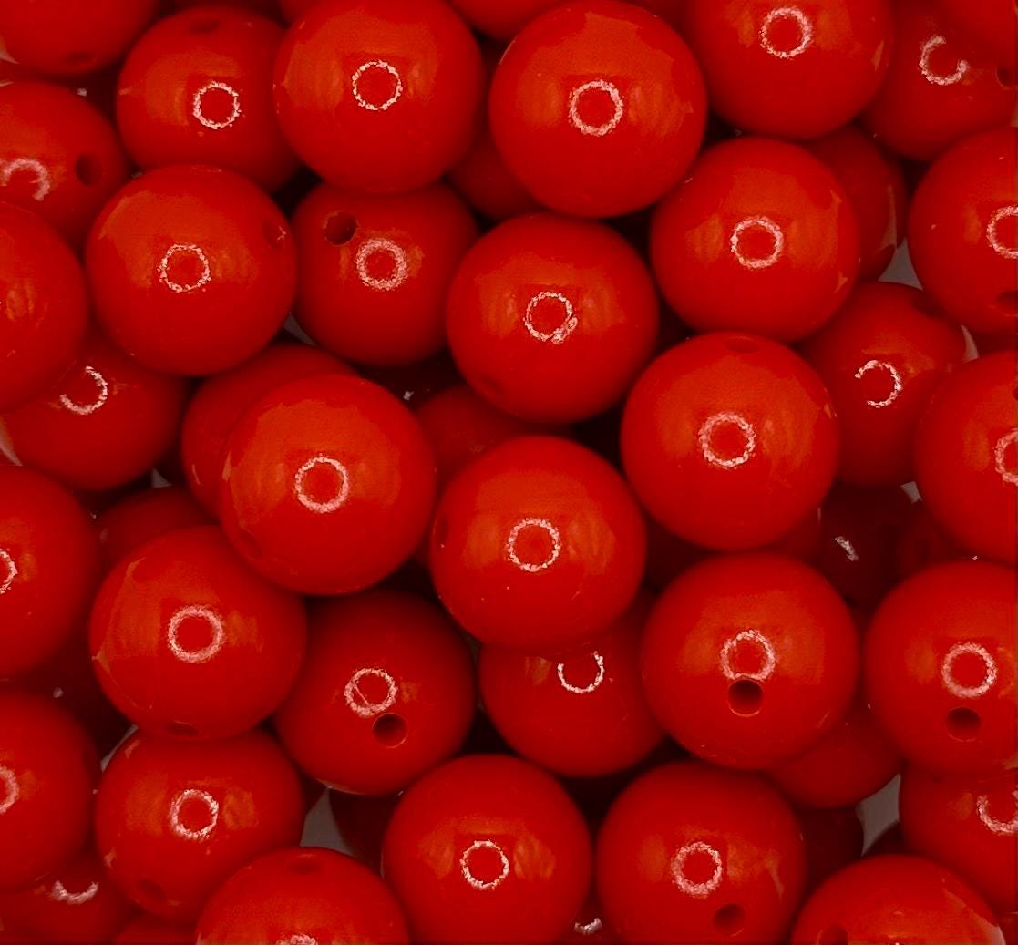 Classic Red Liquid Gloss 15mm Round Silicone Beads