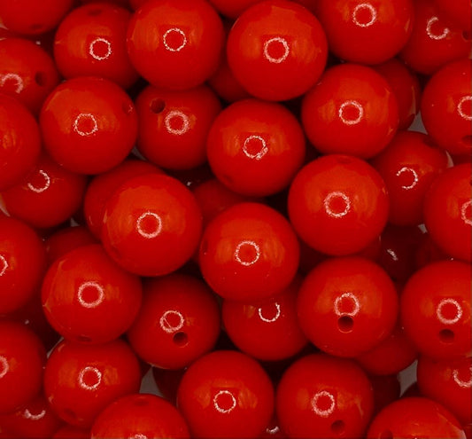 Classic Red Liquid Gloss 15mm Round Silicone Beads