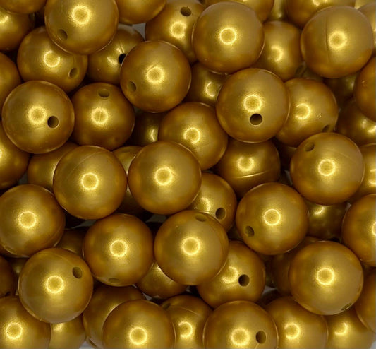 Gold 15mm Round Silicone Beads