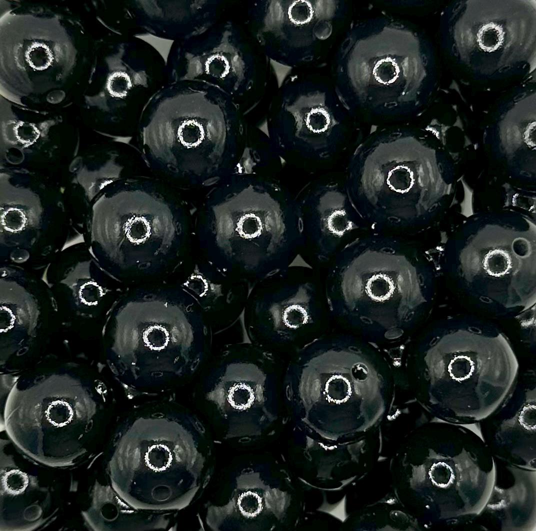 Black Liquid 15mm Round Silicone Beads