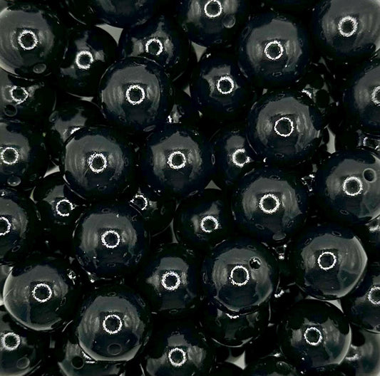 Black Liquid 15mm Round Silicone Beads