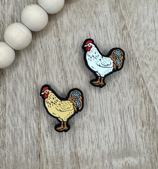 Chicken Rooster Silicone Focal Beads