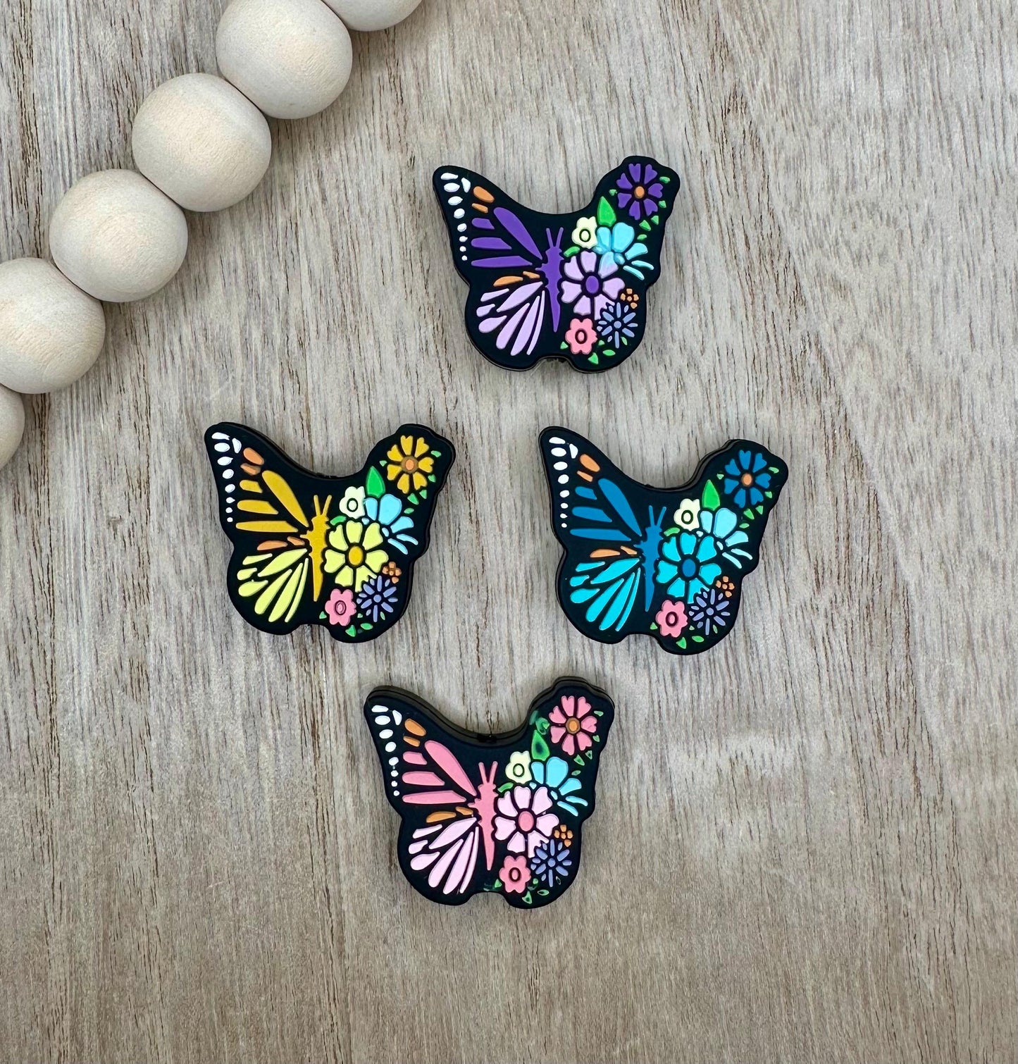 Floral Butterfly Silicone Focal Beads