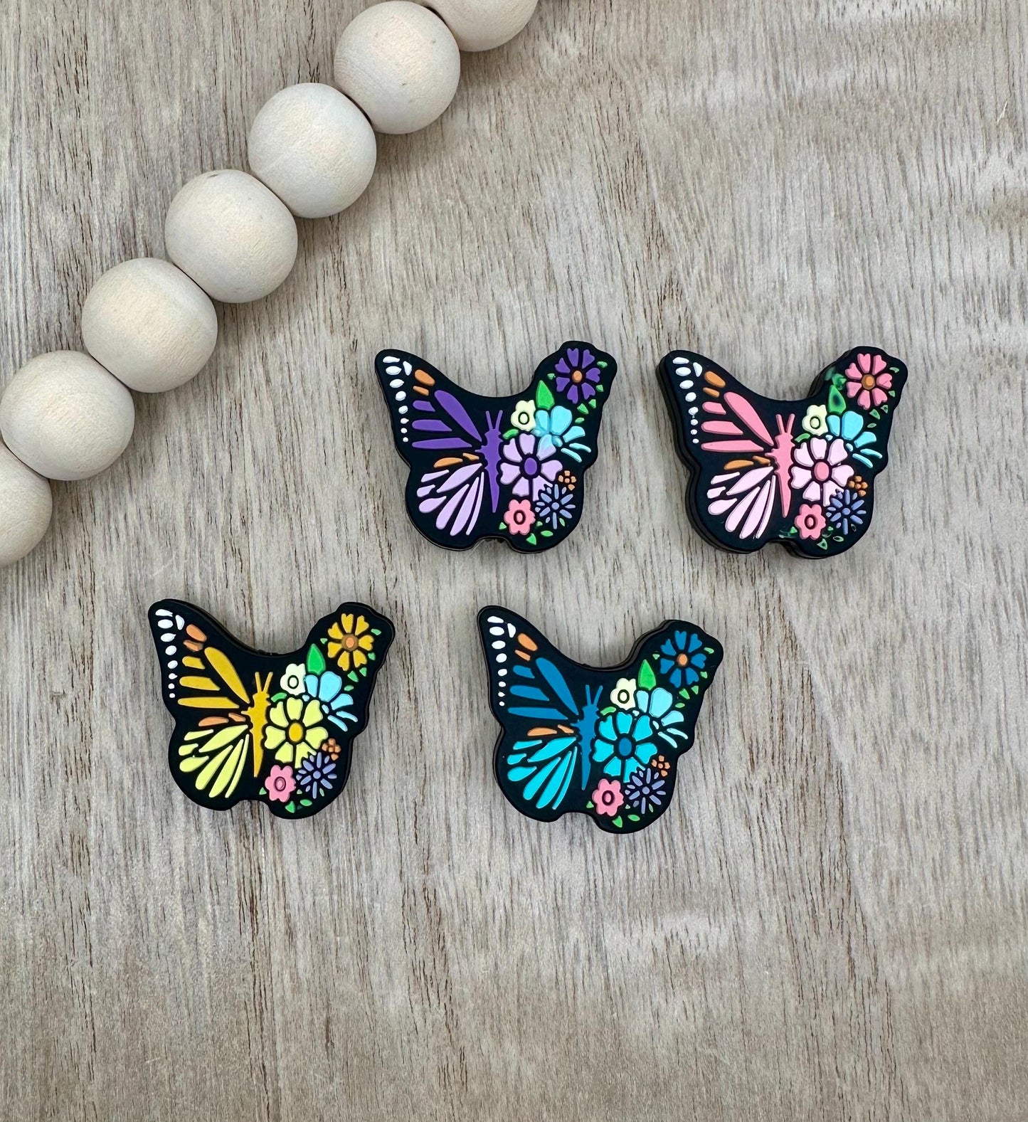 Floral Butterfly Silicone Focal Beads