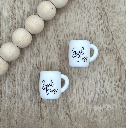 Girl Boss Cup Mug 3D Silicone Focal Beads