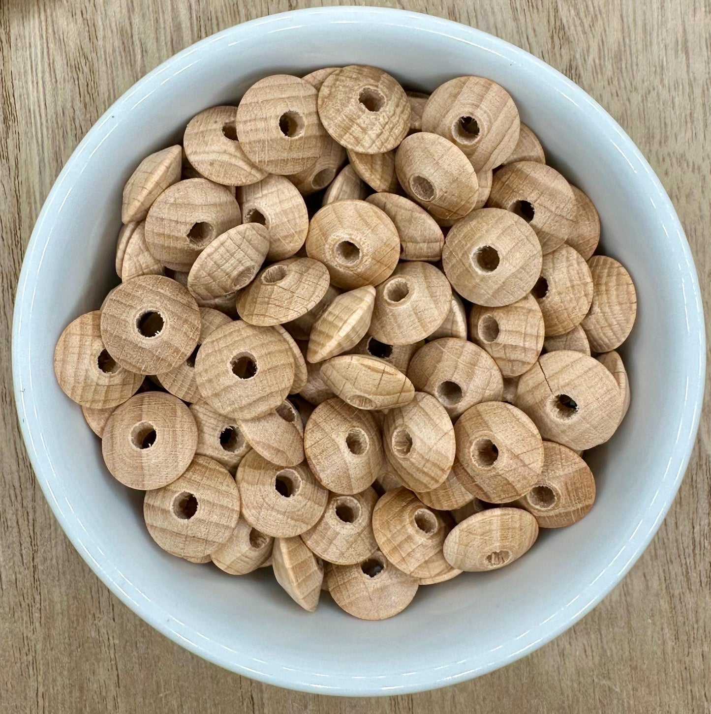 Wood Saucer Lentil 12mm Spacer Silicone Beads