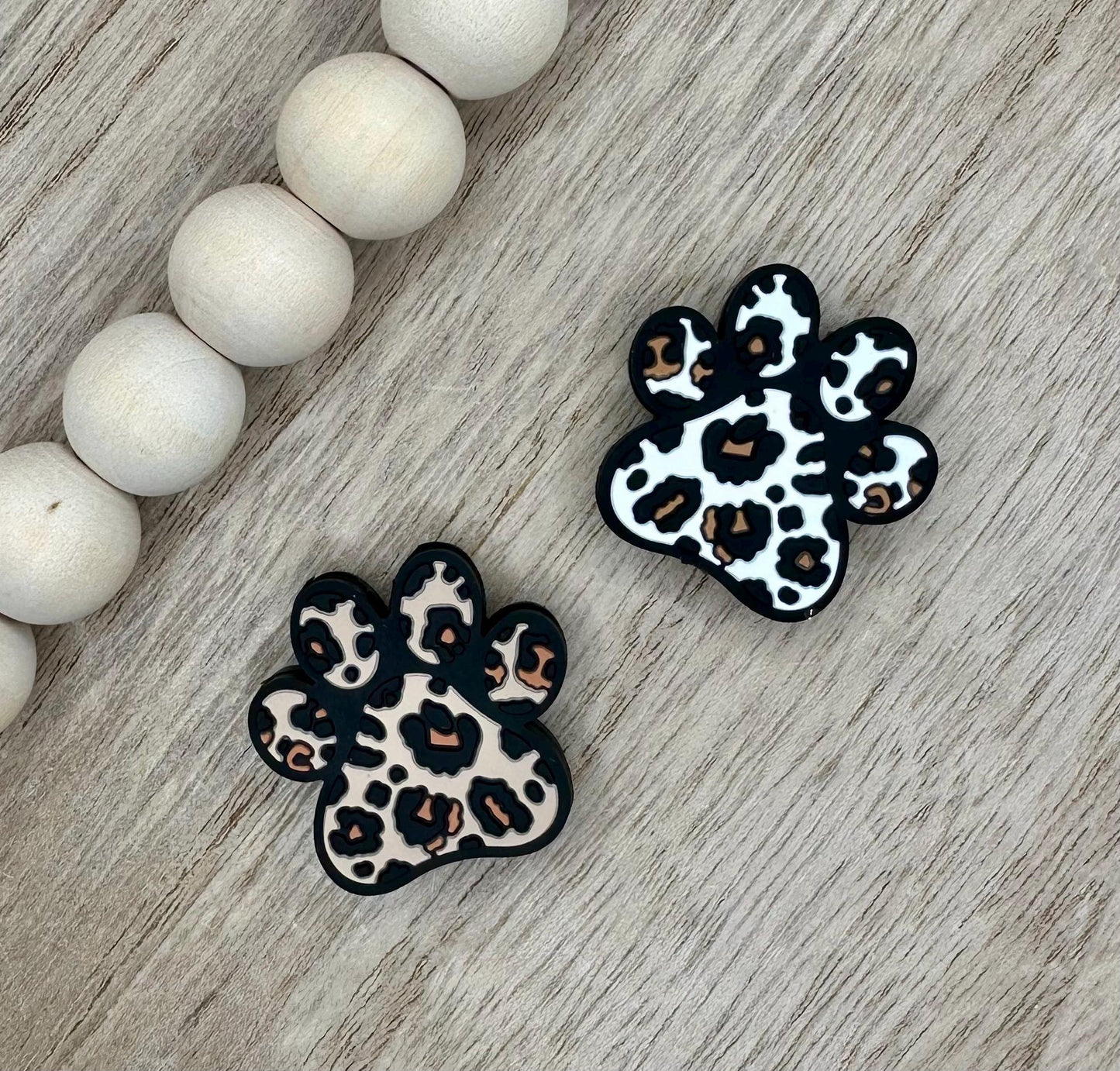 Dog Paw Cheetah Leopard Silicone Focal Beads
