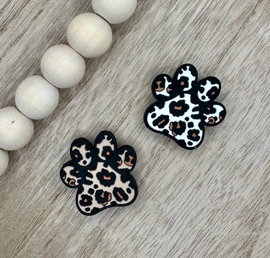 Dog Paw Cheetah Leopard Silicone Focal Beads