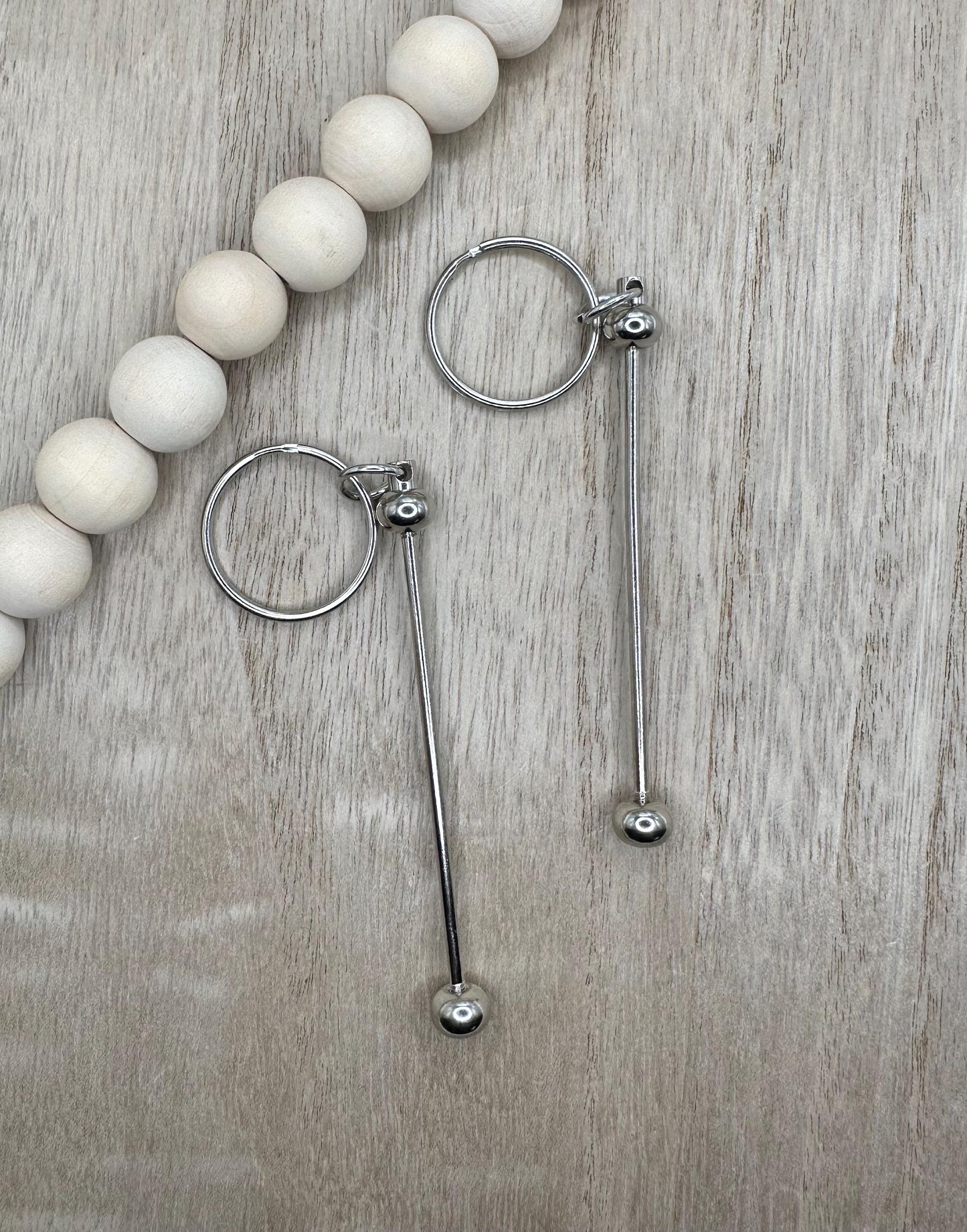 Beadable Key Chain Bar Silver