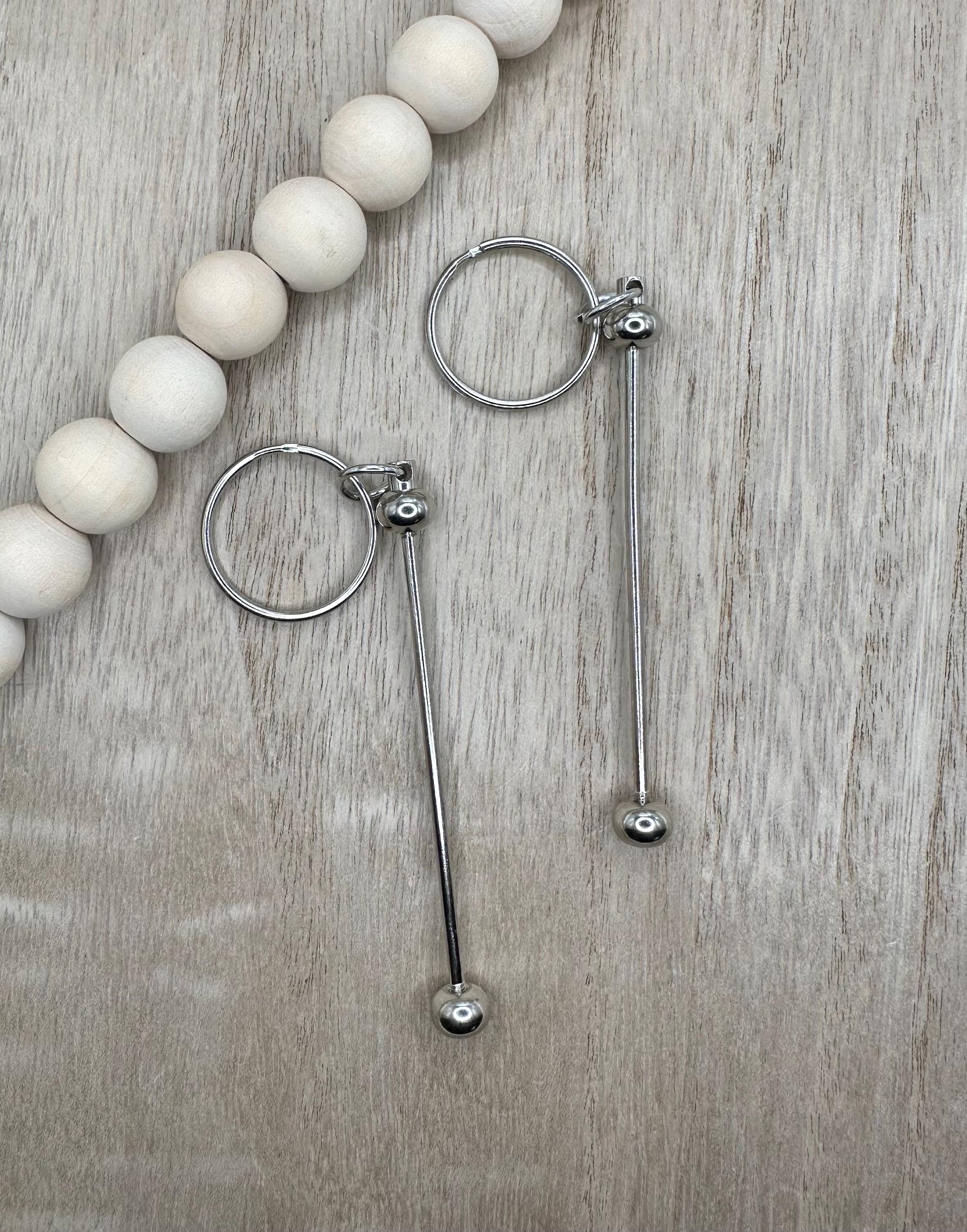 Beadable Key Chain Bar Silver