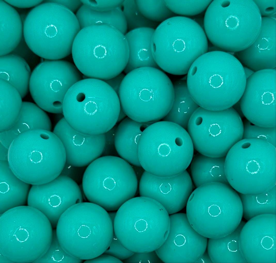 Turquoise Liquid Gloss 15mm Round Silicone Beads