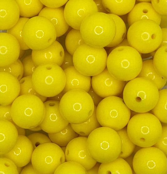 Yellow Liquid Gloss 15mm Round Silicone Beads