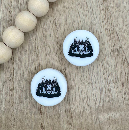 Woods Men Hunting Deer Silicone Focal Beads