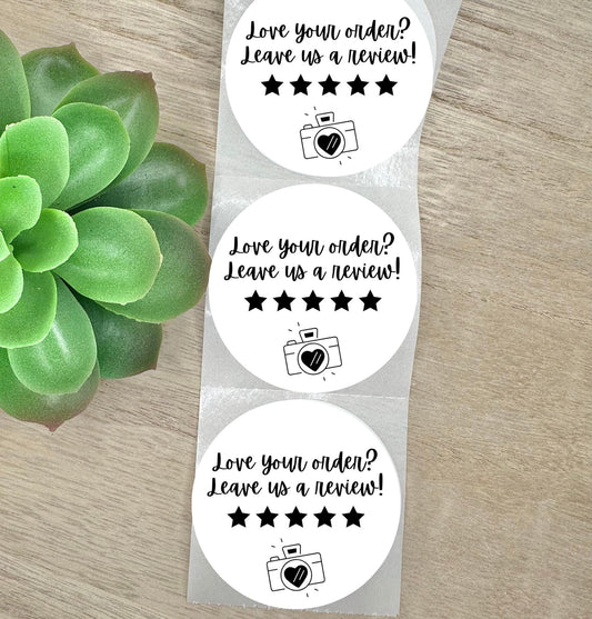 Leave us a review, 2 inch stickers, Business Stickers, Custom Business Stickers, Shipping Stickers, Packaging Stickers