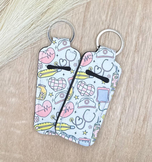 Nurse CNA Doctor Healthcare | Neoprene Chapstick Holder Key Chain Lip Balm Holder